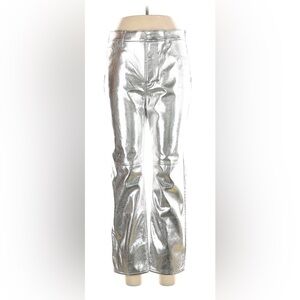 GAP Silver Faux Leather Cheeky Straight High Rise Pants